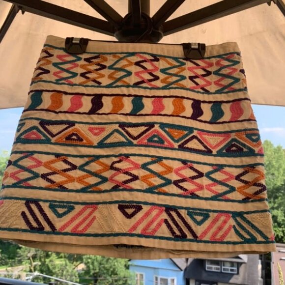 Linen & Cotton embroidered summer skirt size S - Picture 2 of 6